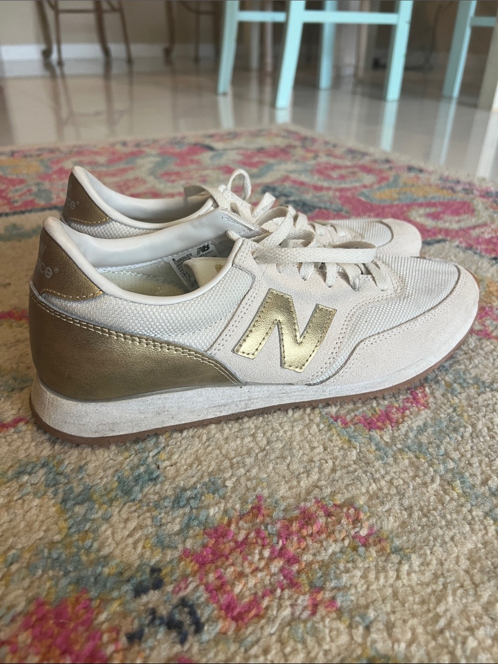 New Balance Women’s Cream and Gold Retro Sneakers